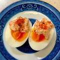 あい♪らんど's cooksnap of when they made ゆで卵の鮭マヨ一味のせ♪.