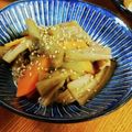 低カロ探検隊's cooksnap of when they made 干し芋茎(ズイキ・芋がら)と車麩の煮物.