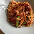 ピーナッツ子♪'s cooksnap of when they made スナップエンドウのトマトソースパスタ.