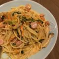 メイハー's cooksnap of when they made 絶品！キムチとベーコンのクリームパスタ.