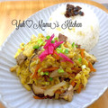 YUH♡ママ's cooksnap of when they made 舞茸とキャベツの卵とじ丼.