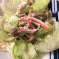 ベティ３'s cooksnap of when they made レンジしめじカニカマレタス胡麻マヨサラダ.