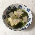 puniＫ's cooksnap of when they made 豚バラ＆豆腐＆わかめの給食汁（醤油味）.
