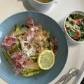 まいもぐ2020's cooksnap of when they made アスパラガスと生ハムのレモンオイルパスタ.