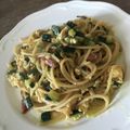 Yokchina's cooksnap of when they made ベーコンエッグの♡和風MISOパスタ♡.