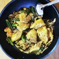 moniqro555's cooksnap of when they made 柔らか〜♡鶏胸肉とオクラの柚子胡椒炒め.