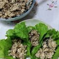 ポコ太さん's cooksnap of when they made 鶏ミンチと椎茸の中華そぼろ♪レタス包み.