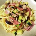さとるぅ。's cooksnap of when they made なすとズッキーニのパスタ.