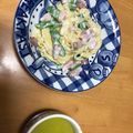 クイールクイール's cooksnap of when they made 絹さやとベーコンのクリームパスタ.