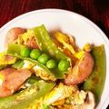 おーぶんおーぶん's cooksnap of when they made スナップエンドウと卵のウインナーソテー.