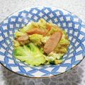 ＠迷子＠'s cooksnap of when they made ウィンナーと春キャベツの卵とじ.