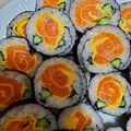 コケもも's cooksnap of when they made 雛祭母の日に❀薔薇ロール寿司（細工寿司）.
