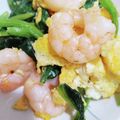 ひっこ's cooksnap of when they made サラダ海老ほうれん草卵#春三色#マヨ炒め.