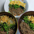 つむつむ母's cooksnap of when they made しっとりそぼろのお手軽♪三色丼.