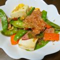norikeiママ's cooksnap of when they made 絹さやと木綿豆腐のチャンプル風炒め.