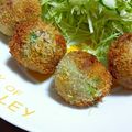 yumicat☆'s cooksnap of when they made ぷちおかず♥グリンピースまんまるコロッケ.
