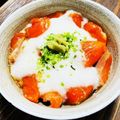 kinniko's cooksnap of when they made サーモン山かけ丼.