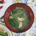 mmameco's cooksnap of when they made 茄子と小松菜の味噌汁.