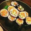 Rika☆Rin's cooksnap of when they made 雛祭母の日に❀薔薇ロール寿司（細工寿司）.