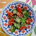 くネコまろす's cooksnap of when they made プチトマトとオクラの胡麻和え♪.