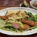 だいまじんこ's cooksnap of when they made ゆーまい菜（油麦菜）のベーコンパスタ.