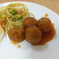 urararara's cooksnap of when they made 業務用肉だんごでいいおかず(　ﾟ∀ﾟ).