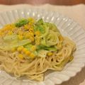 お料理勉強人's cooksnap of when they made コーンスープの素で♡レンジクリームパスタ.