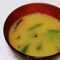 桜月❀咲良mommy's cooksnap of when they made 夏☀かぼちゃとインゲンのお味噌汁.