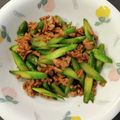 プラハの街並み's cooksnap of when they made アスパラと豚ひき肉のオイスター炒め.