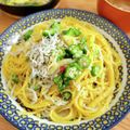 AKI∵'s cooksnap of when they made 業務スーパー★冷凍オクラとしらすのパスタ.
