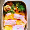 rikohs's cooksnap of when they made 【キャラ弁】かまぼこでブタさん弁当.