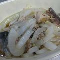 由芽15's cooksnap of when they made 鯖缶と玉ねぎのレンジ蒸し.