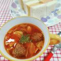 在宅勤務のおじさん's cooksnap of when they made ☆簡単☆キャベツと肉団子のトマトスープ.