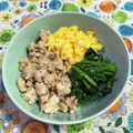 ○☆mayu○☆'s cooksnap of when they made 超簡単！鶏そぼろの三色丼ぶり！！.