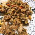 夕飯は６時です's cooksnap of when they made ☆ひき肉夏野菜丼☆.