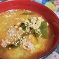 hozunyam's cooksnap of when they made 挽き肉とニラのキムチスープ＊.