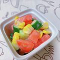 ☆３匹の子ぶた☆'s cooksnap of when they made トマトとキュウリとコーン☆オーロラサラダ.