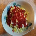 クックFA13P8☆'s cooksnap of when they made ケチャップで！キャベツ納豆卵丼.