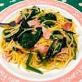 toshi♫'s cooksnap of when they made ベーコン＆ほうれん草のペペロンチーノ.