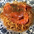 しんでぃーZ's cooksnap of when they made 有頭海老の旨味丸ごと☆トマトソースパスタ.