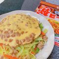 ☆３匹の子ぶた☆'s cooksnap of when they made 納豆卵オムカレー焼ビーフン.