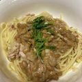 ひょんの's cooksnap of when they made なめ茸のっけ！レンジで納豆ツナパスタ.
