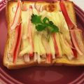 チェリチョコ's cooksnap of when they made カニかまチーズトースト.