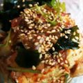 turarin's cooksnap of when they made 豆腐とわかめのキムチドレッシングサラダ.