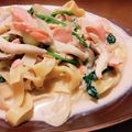 ma38sa☆'s cooksnap of when they made 鮭の濃厚クリームパスタ.