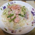 みちょこ25's cooksnap of when they made 簡単！春キャベツと鮭のクリームパスタ.