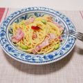 ぱふ's cooksnap of when they made ベーコンパスタ.
