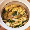 ナチュキチ♪'s cooksnap of when they made ワンポット♡キノコとベーコンの和風パスタ.