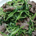 えくぼ母さん's cooksnap of when they made 牛肉と豆苗炒め.