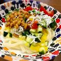 ブルちゃん☆'s cooksnap of when they made しらすとオクラ長芋の冷やしうどん.